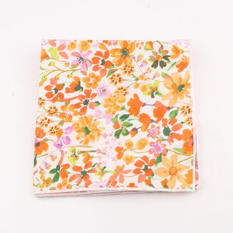 25cm Vintage Floral Cartoon Printed Handkerchief Cotton Women Men Wedding Suits Pocket Square Adult Gift Accessory High Quality
