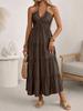 2026 Casual Holiday Halter Solid Color Multi-Layer Cake Dress