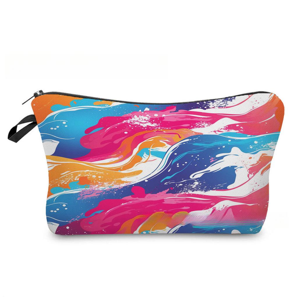 Women Abstract lines Print Cosmetic Bag Toiletries Organize Travel Storage Case 6858