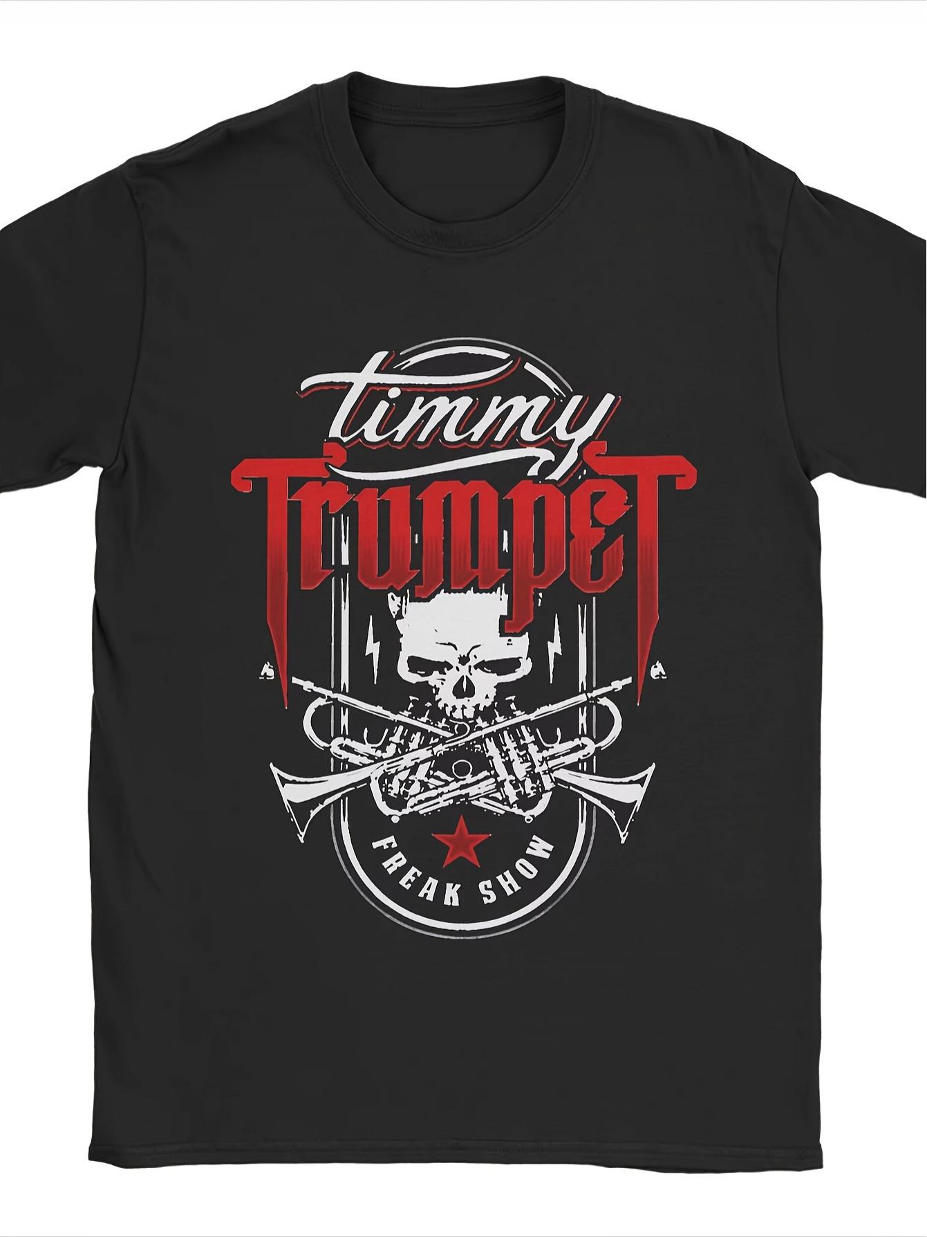 Men s Australian DJ Timmy Trumpet Graphic T-Shirt - Black Hip Hop Tee with Red and White Trumpet Design S