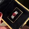 Open Ring 3ct High Carbon Ruby Ring for Women Wide Band Wing Setting Pigeon Blood Red Gemstone Jewelry