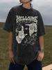 Sommer Gewaschen Retro Anime Hellsing Abraham Van Helsing Vampir Alucard Bedrucktes 90er Manga Übergroßes T-Shirt für Männer und Frauen