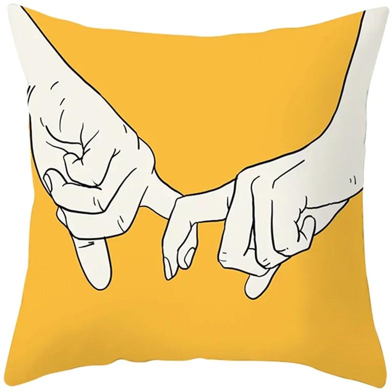 Summer Yellow Pineapple Leaf Print Pillow Case Home Decor 100% Polyester Throw Pillow Cover for Sofa Funda Cojin 45*45 Cushions