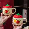 Cute Apple Christmas Ceramic Mug Girl Best Friend Water Cup Gift with Lid Cup Christmas Ceramic Mug