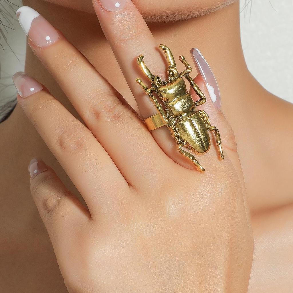 European & American Bold Cicada Beetle Ring - Unisex, Adjustable Index Finger Accessory.