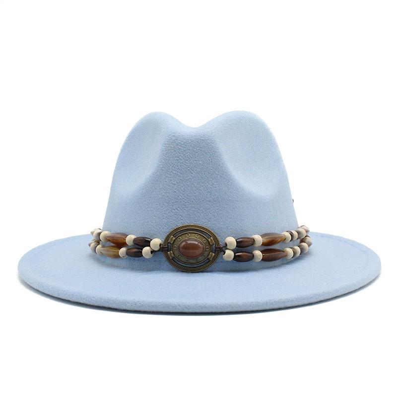 Big Eaves Wool Jazz Top Hat Women'S Casual Big Edge Felt Hat Men'S Jazz Hat 9.5Cm
