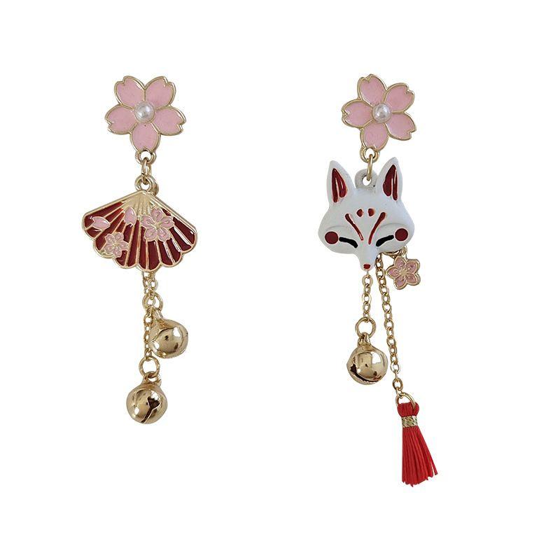 Anime Demon Slayer Earrings Kimetsu No Yaiba Japan Cherry Blossoms Fox Fashion Elegant Bracelet Cosplay Accessories Party