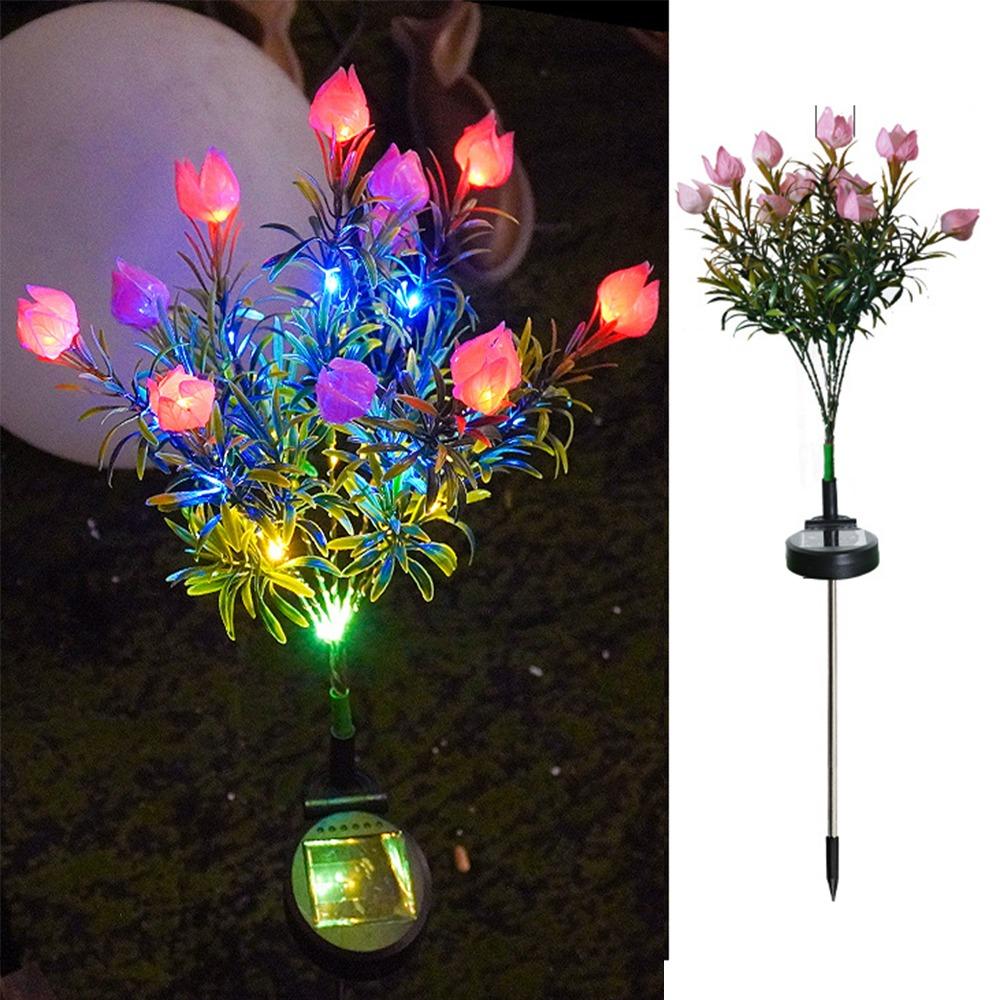 Gardenia Flower Solar Artificial Flower Light 42LED Realistic Waterproof Landscape Lamp Solar Powered Ground Mounted