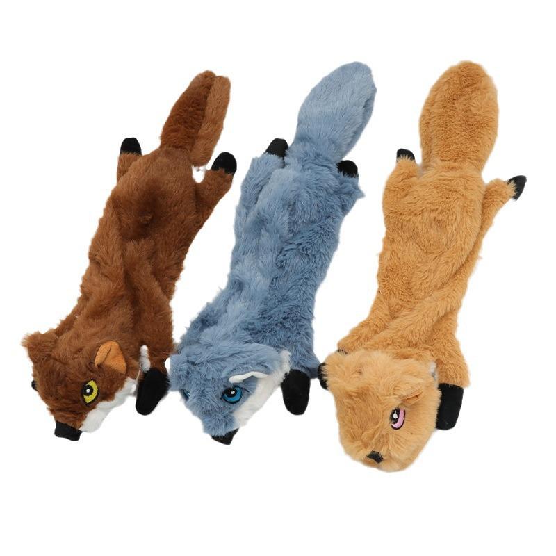 Plush Leather Squirrel Dog Toy with Sound for Teething and Self-Play