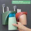 Toothbrush Cup Holder Toothpaste Holder Wall Mount with Self-draining Design & Magnetic Cup Space Saver & Easy Installation