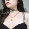Temperature-changing Cat Ear Niche Design Choker Collar, Male and Female Sweet and Cool Decorative Rose Collar with Traction Rope, Fun Adult Products
