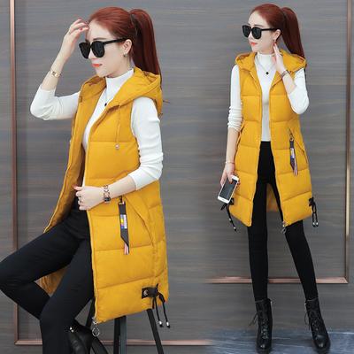 Autumn Winter Women Long Parkas Vest Warm Hooded Down Coat Parka Ladies Sleeveless Waistcoat Jacket Outwear