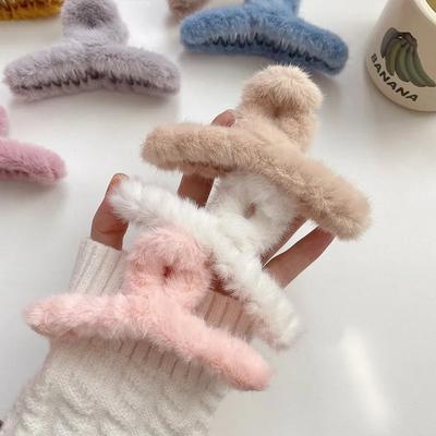 Kabarık Peluş Suni Kürk Büyük Yengeç Saç Tokası Klipsleri Kadın Kız Kış At Kuyruğu Tutucu Saç Tokaları Kelepçeler Saç Aksesuarları Ucuz