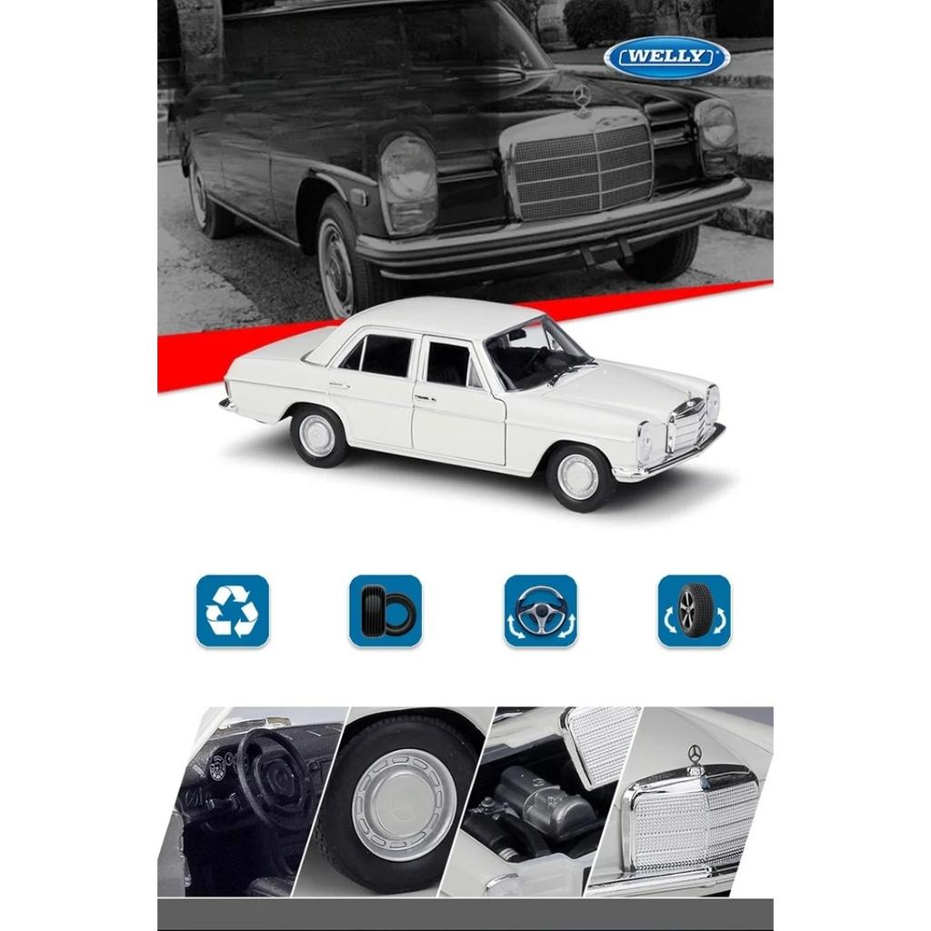 Welly Modèle de Voiture Classique en Alliage Mercedes-Benz 220 à l'Échelle 1/24 Simulation Moulage sous Pression Jouet en Métal Collection de Modèles de Voitures Anciennes Rétro Cadeau