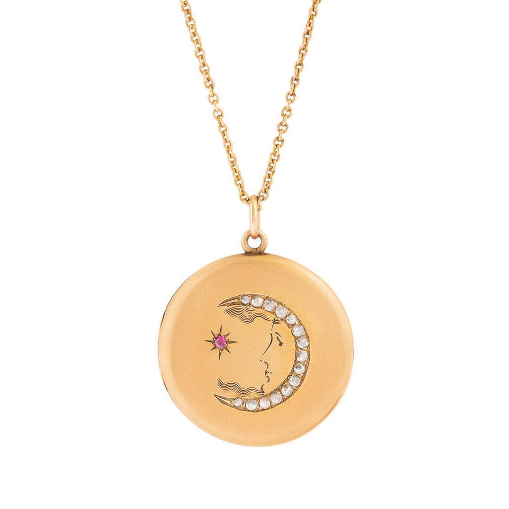 Personalized Necklace Open And Close Moon Zircon Photo Album Pendant Necklace Collarbone Chain Electroplated Gold Color Retention