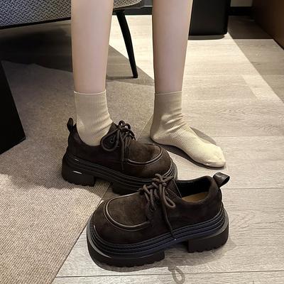 Retro Matte Loafer Small Leather Shoes Women's 2025 Spring New British Style Fashion Shorty Le Heightened Platform Shoes