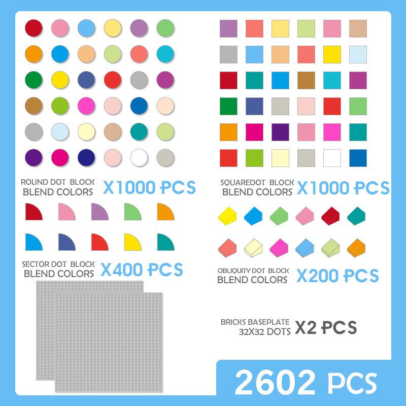 Children's Small Building Blocks 1/4 Circle Tile NEW 1x1 Dot Shaped Bulk Building Block Kids Educational Toy Sets 700-8800PCS