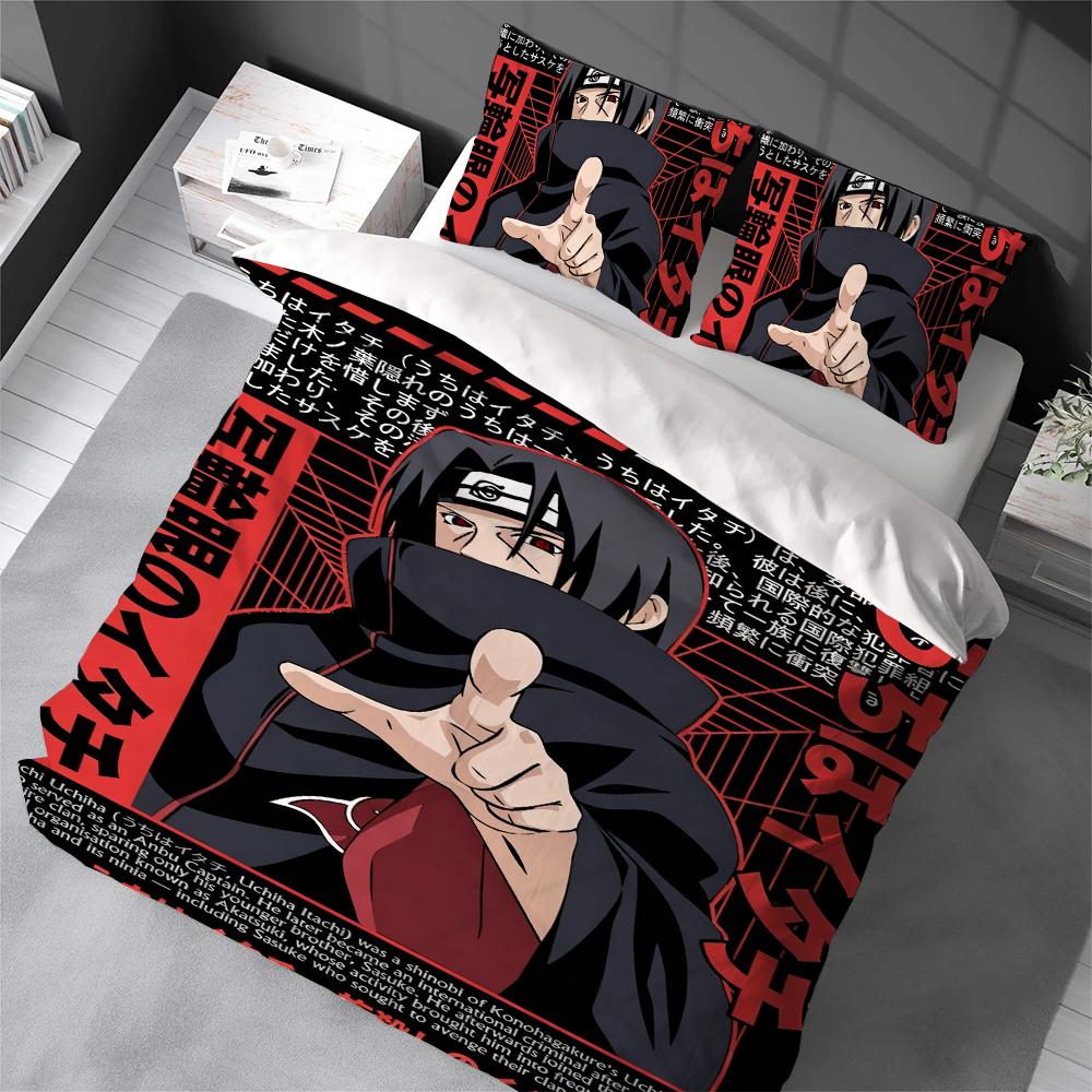 I-Itachi Anime U-Uchiha Duvet Cover Set Home Style Bedding Soft Laundry Cotton Bed 3 Piece Set Student Dormitory Gift