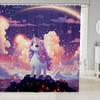 Cute Unicorn Shower Curtain Set Girls Kids Boys Purple Unicorn Bathroom Curtains Kawaii Room Decor,Rainbow Waterproof Bathroom