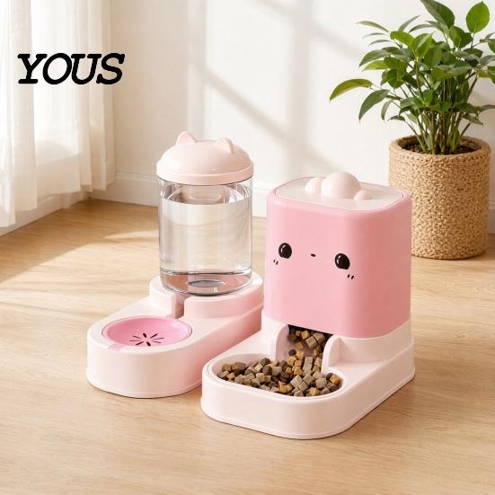 Continuous Water Supply Pet Feeder 2Pcs/Set Automatic Feeders, Cat Food And Labor-saving Dispenser, Large Capacity Dispenser for Indoor Cats Top