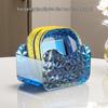Wuhe Light Luxury Blue Bone Dish Set with Diamond Base
