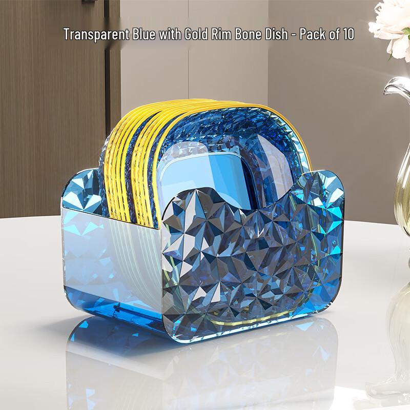 Набор синих костяных блюдец Wuhe Light Luxury с бриллиантовым основанием