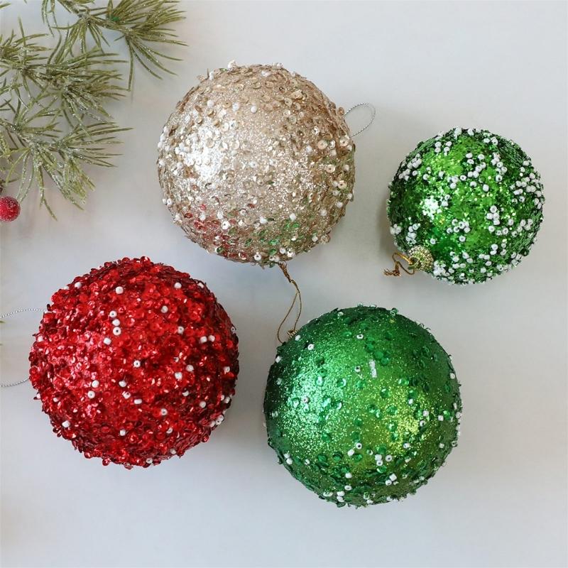 Reflective Foam Christmas Tree Decoration Pearls and Sequins Ball Feature Durable Portable Design Christmas Home Decoration