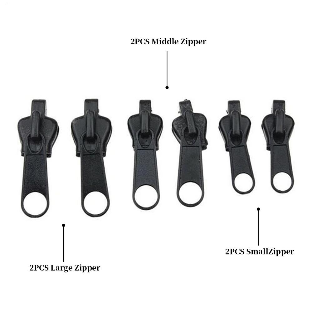 

6pcs Zippers Repair Kit Slider DIY 3 sizes Universal Instant Zipper Repair Replacement Zipper Sliding Teeth Rescue Zipper Head