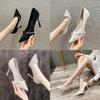High Heels For Women With Sharp Toe Slipon Elegant Pu Dress Footwear For Office And Spring