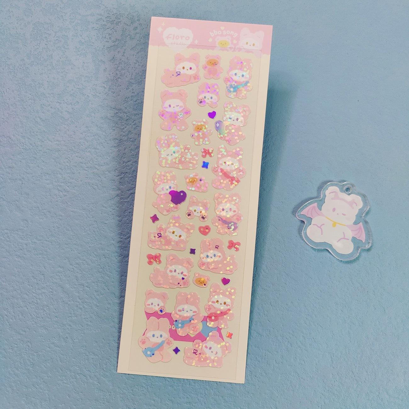 

1 шт. корейская милая наклейка Kawaii Bling Bunny Rainbow с четырьмя листьями пудинг наклейка водостойкая серебряная наклейка для студентов DIY фото 50*150mm