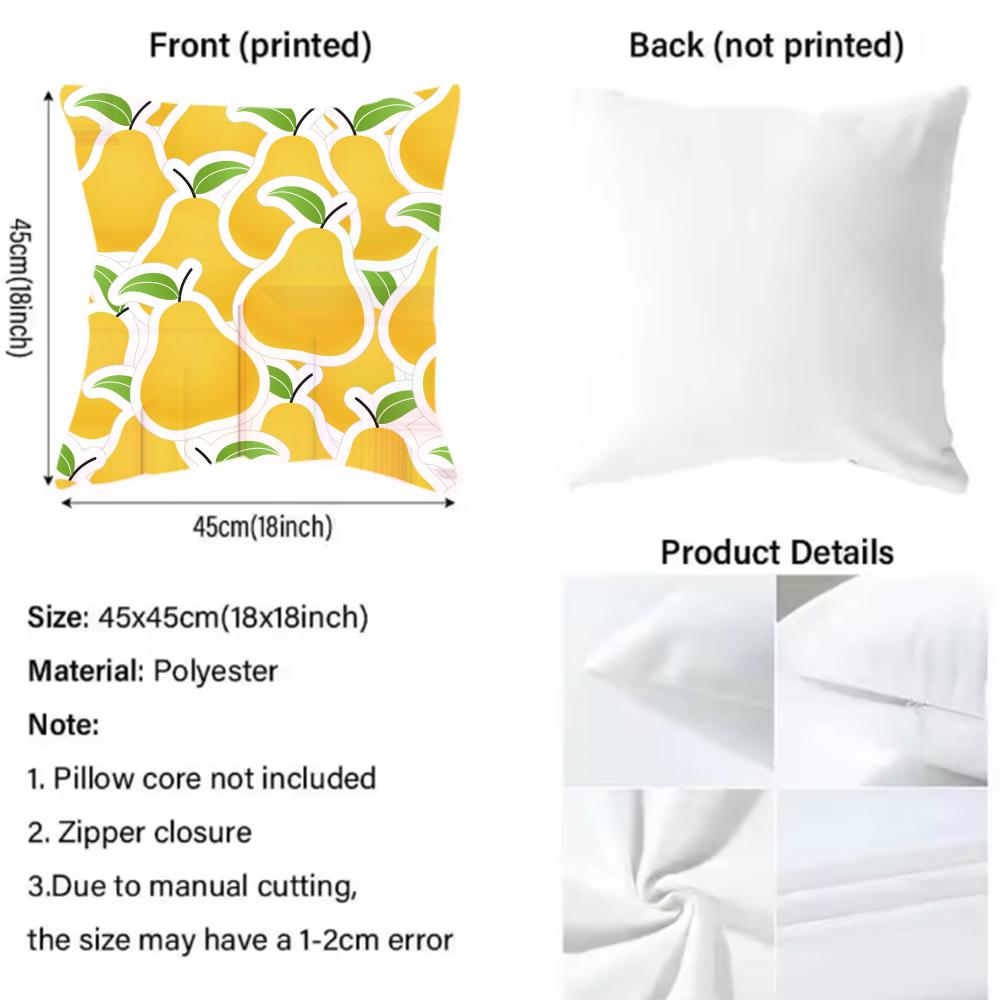 fruit print Cushion Cover Reversible Plush Pillow Cover – For car, sofa, bedroom, perfect as a gift.