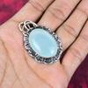 Aqua Chalcedon Silber Edelsteinschmuck, 925 Sterlingsilber Anhänger, Handgefertigter Alltagsschmuck für Frauen