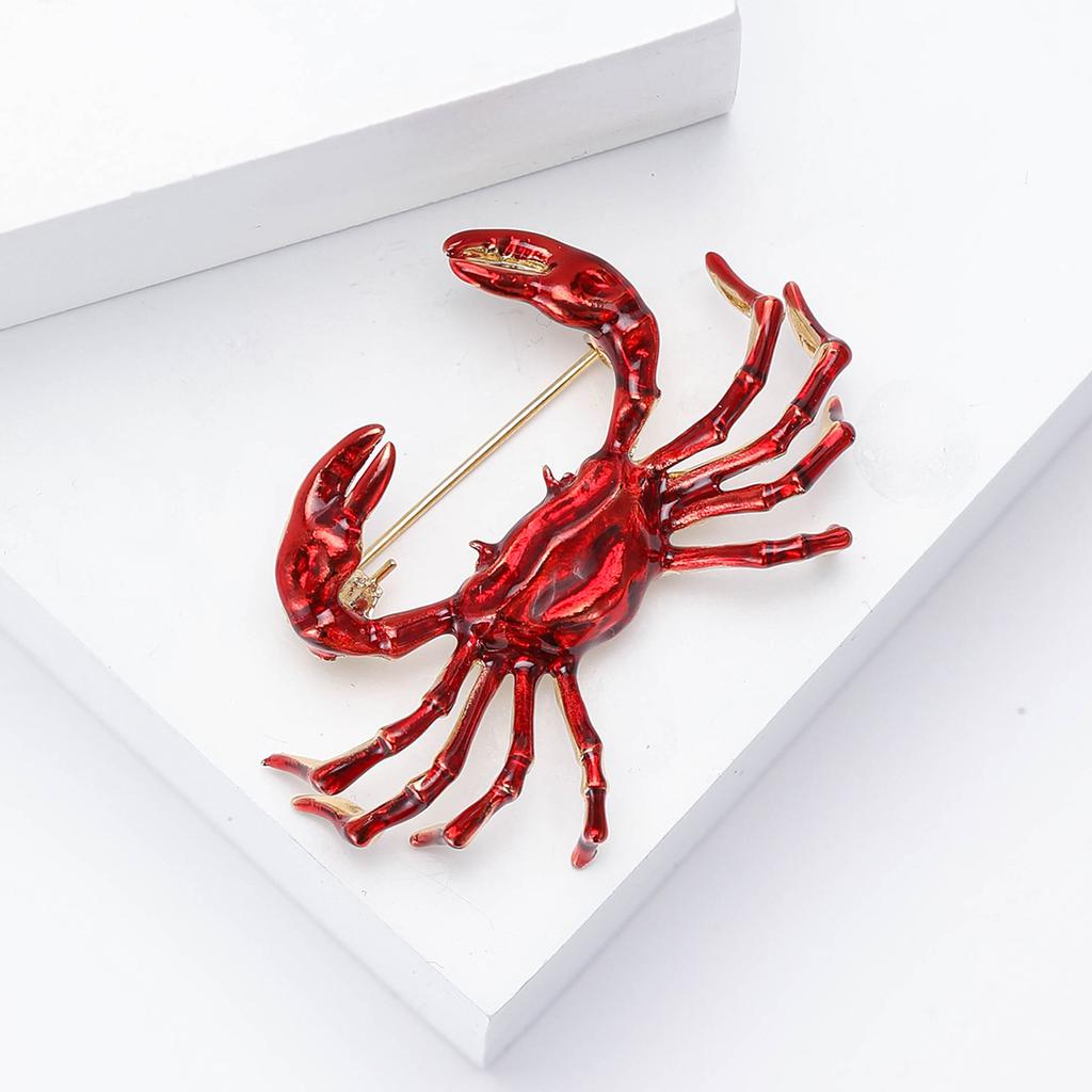 Fashion Alloy Enamel Crab Brooch Cute Ladies Suit Shirt Corsage Ornament Pin