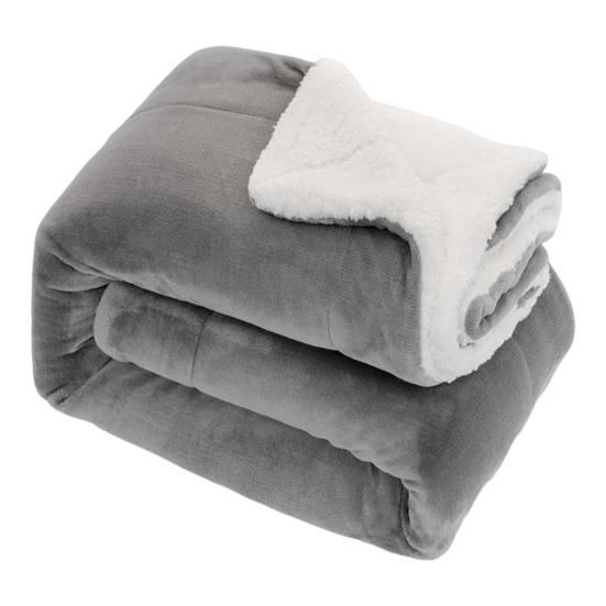 Flannel Blanket Thickened Double Layer Comfortable Touch Blanket Elastic Edge Winter Warm Plush Sofa Throw Blanket