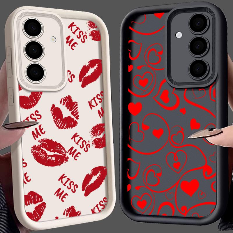 Kiss me Love Red Lips S24FE Phone Case For Samsung S25 S24 S23 Ultra 5G S22 S20 Plus S21 FE Cases Cover Galaxy S25Ultra Funda