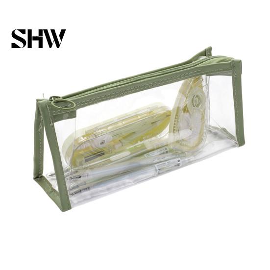 Portable Makeup Gadget Pouch Transparent PVC Pencil Case, Large Capacity Waterproof Stationery Korean Style Holder Organizer, Durable Zipper