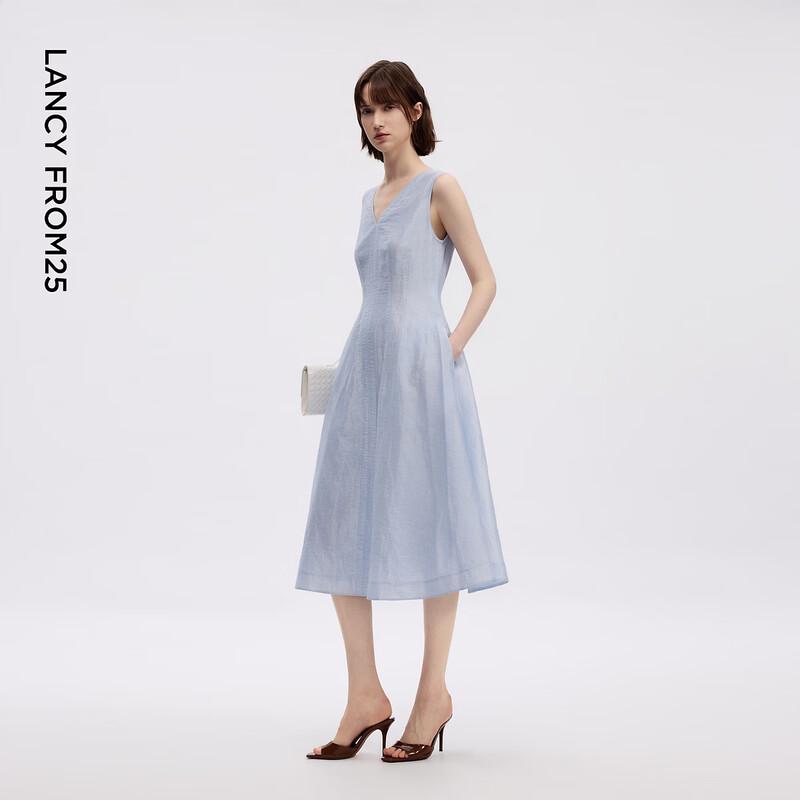 Lanzzi Floral Print V-Neck Linen Sleeveless Maxi Dress