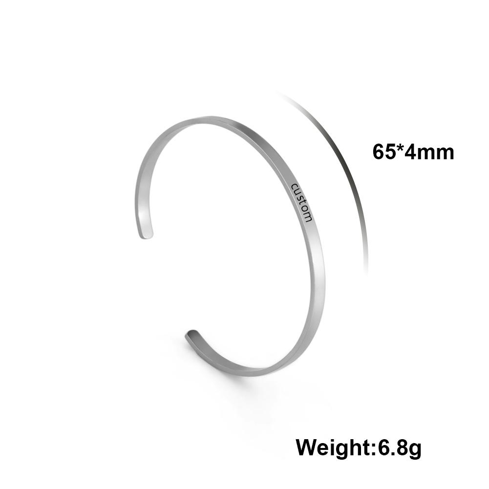 Lemegeton Engraved Name Bracelet Custom Roman Number Date Bangle Stainless Steel Jewelry Personalized Cuff Bracelet Mom Gifts