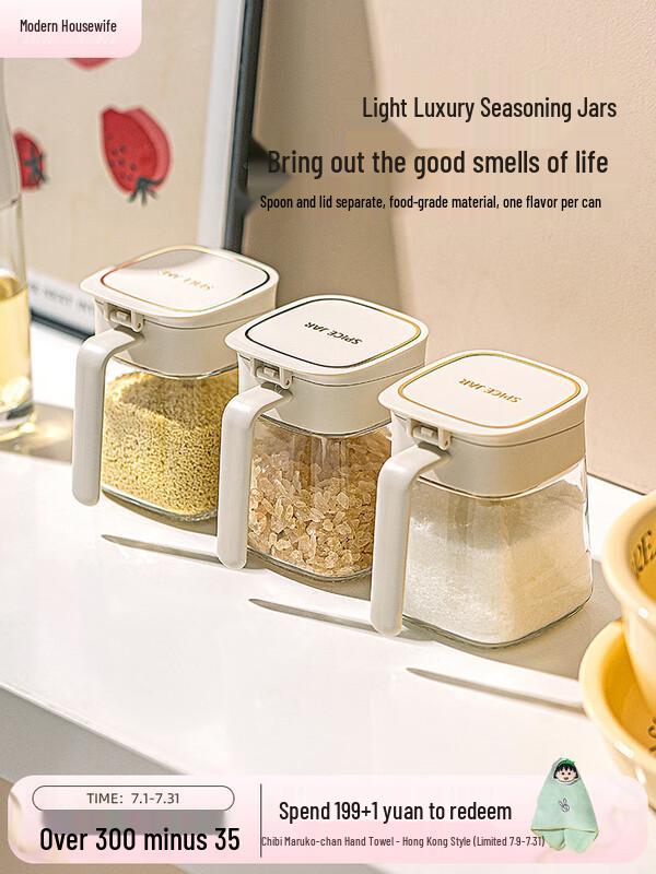 6-Piece Sealed Glass Spice Jar Set