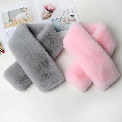 Children'S Double-Sided Velvet Thickened Fleece Scarf Korean Style Imitation Fur Warm Scarf Fur Collar Autumn And Winter