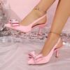New Rhinestone Bow Wrapped One Strap High Heels Pointed Toe Shallow Mouth Non-slip Stiletto Sandals