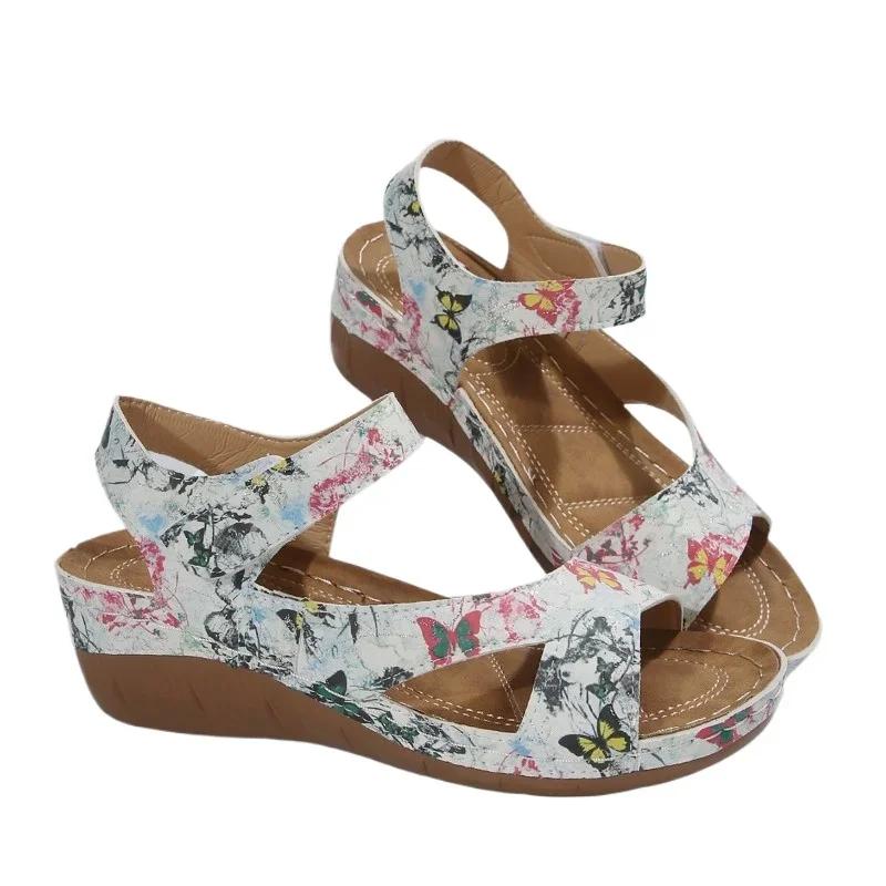 Fashion Platform Wedge Sandals 2025 Summer Shoes for Women Open Toe Women's Plus Size Casual Sandal Woman Round Toe Outdoor Ladies Shoes