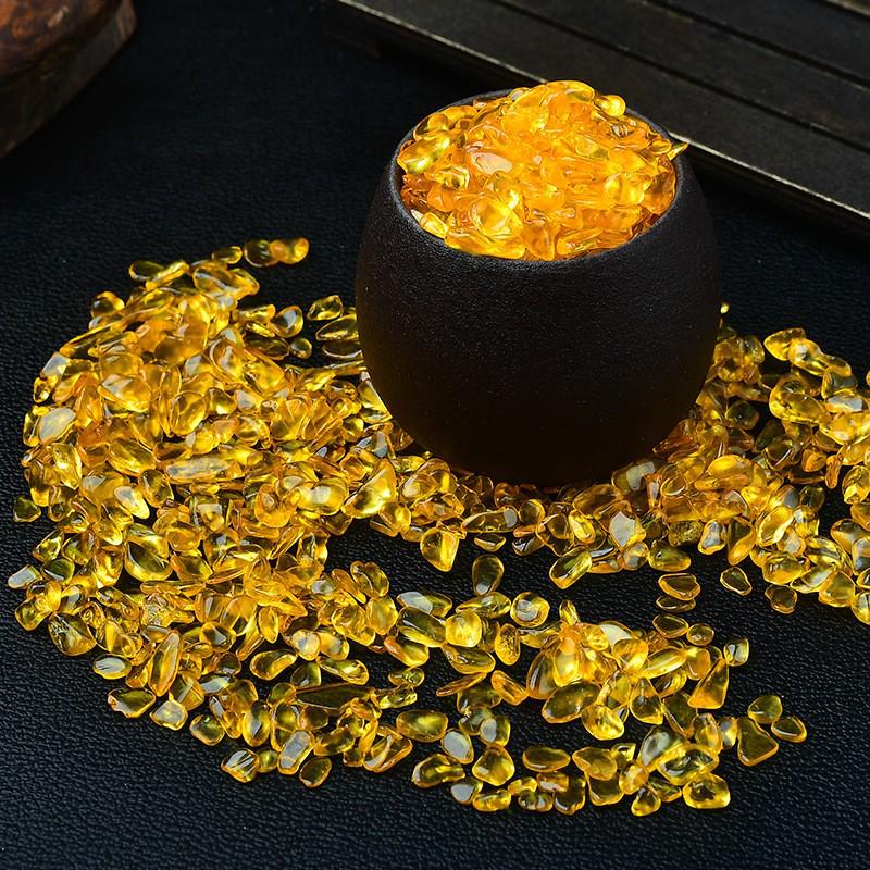 Grânulos de Pedra Triturada de Citrino Amarelo para Desmagnetização Natural, Potes de Tesouro, Potes de Arroz e Aquários.