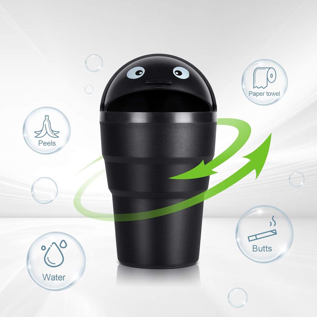 Trasgo For Car Cup Holder Trash Can Small Mini Trash Can Car Office Household Trash Can (Black)