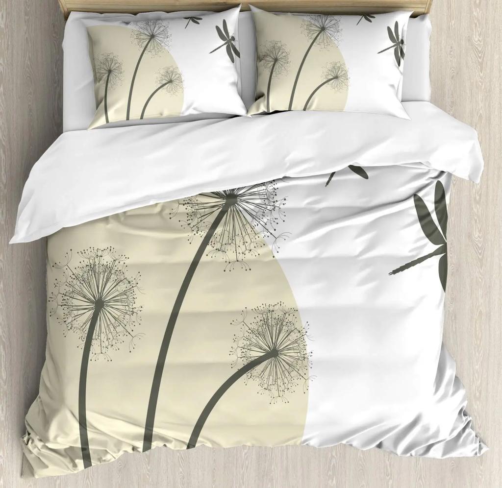 Art Soft with Soft Fabric Duvet Cover Dpluselion Flower Arangement Petals Doves Flying Silhouetes Fantasy Bloms Decorative Beding Turquoise Brown
