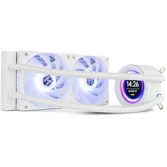 NOX XTREME PRODUCTS X-240 LCD WHITE - Refroidissement liquide ARGB avec écran LCD personnalisable, Intel et AMD, 2 ventilateurs