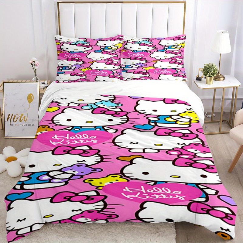 

3 шт. Набор постельного белья Hello Kitty, Плюшевые мишки, Дышащий полиэстер, Мягкий пододеяльник и 2 наволочки, Подходит для всех сезонов, 082658b 135x200cm