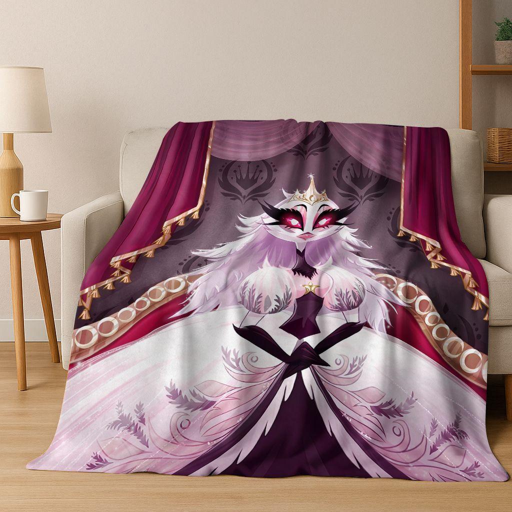 3D H-Helluva Boss Blitzo H-Hazbin Hotel Cartoon Flannel Blanket,Cozy Soft Throw Blanket for Home Bedroom Bed Sofa Cover Gift Kid