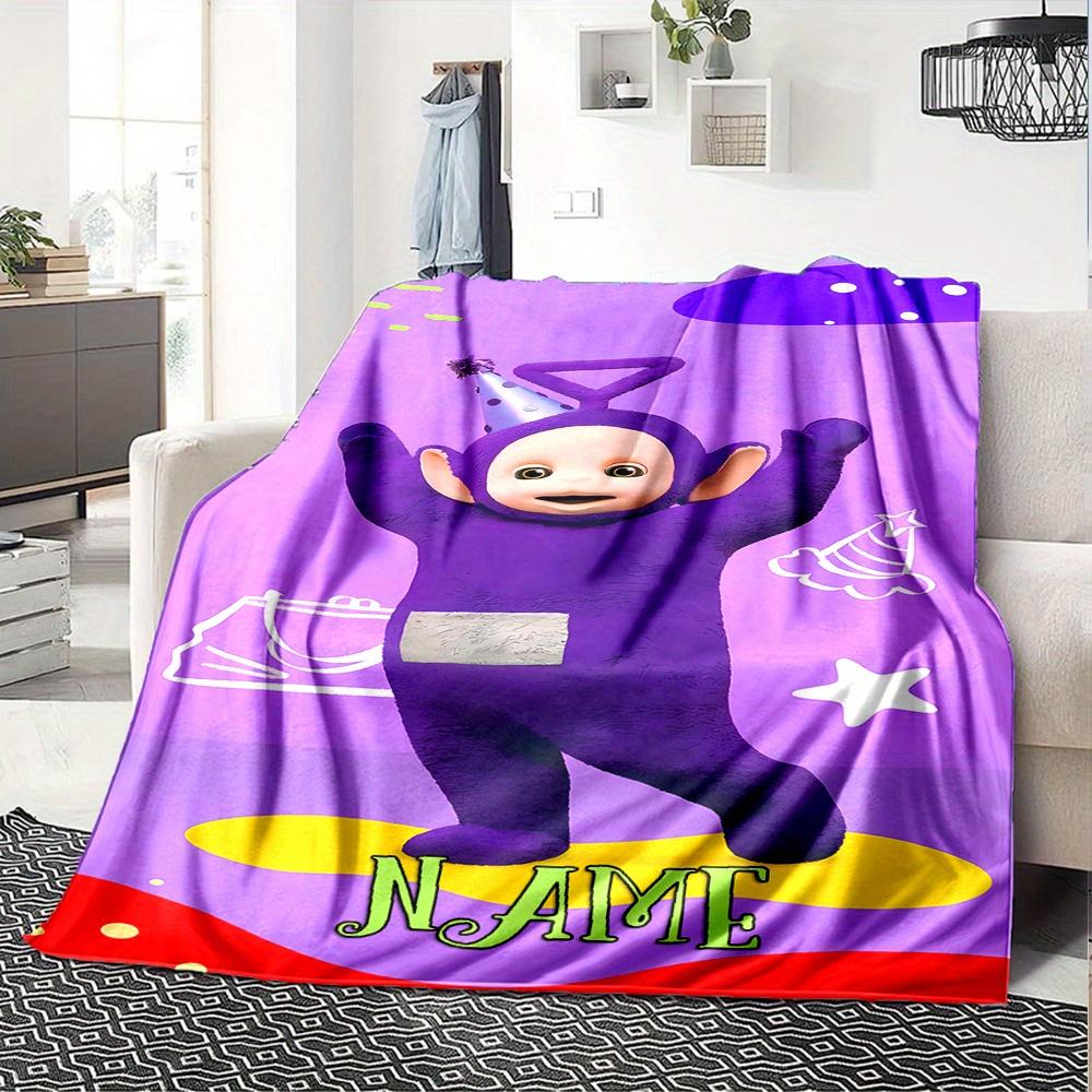 Purple Teletubbies Tinky Winky Themed Blanket Personalized Name Soft Warm And Versatile For Sofa Bed Office And Travel Machine Washable Comfortable In