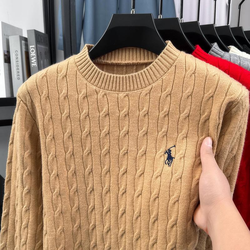 Men s Trendy Thick Knit Round Neck Sweater for Autumn/Winter XXXXL
